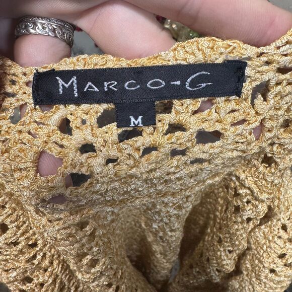 Vintage Crochet Tie Front Sweater Size M Bell Sleeve Y2k Boho Indie Festival - Picture 8 of 9